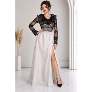 Vintage Jill Richards Saks Black Lace White Gown 70s 80s Gothic Bridal Size 8